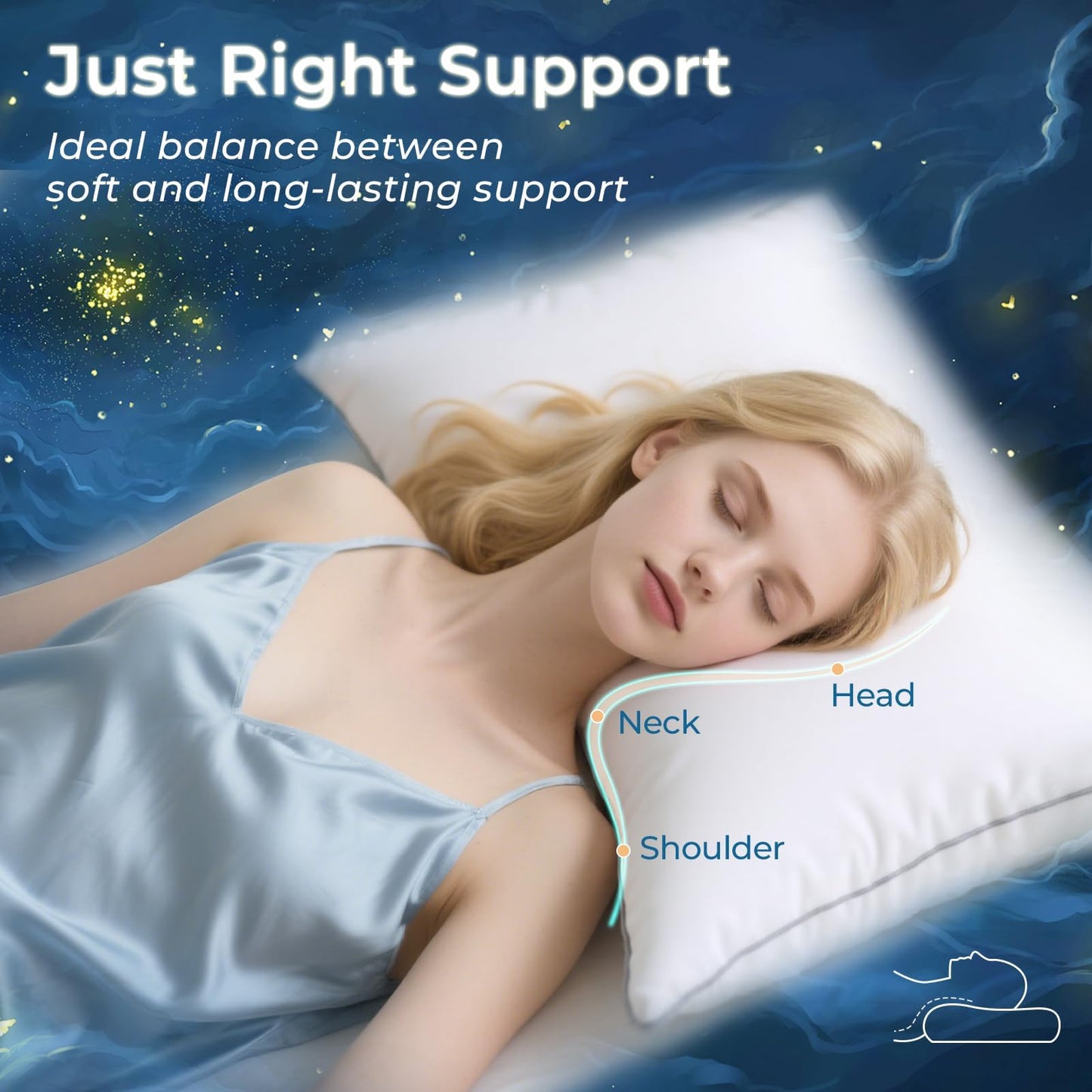 Sasttie King Size Pillows Set of 4, Bed Pillows for Side, Back, and Stomach Sleepers - Oeko-Tex Certified Supportive Down Alternative Plump Filling - Hotel Quality and Machine Washable, 4 Pack