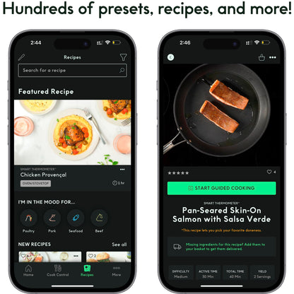 CHEF iQ Sense Smart Wireless Meat Thermometer with 3 Ultra-Thin Probes, Unlimited Range Bluetooth Meat Thermometer, Digital Food Thermometer for Remote Monitoring of BBQ Grill, Oven