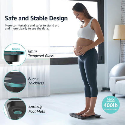 Posture Scale for Body Weight, Digital Bathroom Smart Scale, 13 Body Composition Analyzer Sync Weight Scale BMI Health Monitor Sync Apps 400lbs - Black