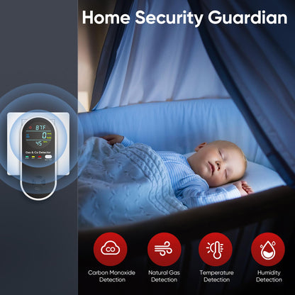 4-IN-1 Natural Gas Leak Detector & Carbon Monoxide Detectors with Natural, Propane, Co & Gas Leak Detector - Carbon Monoxide Detectors Plug in - Temperature & Humidity Detectors for Home, RV (2 Packs)