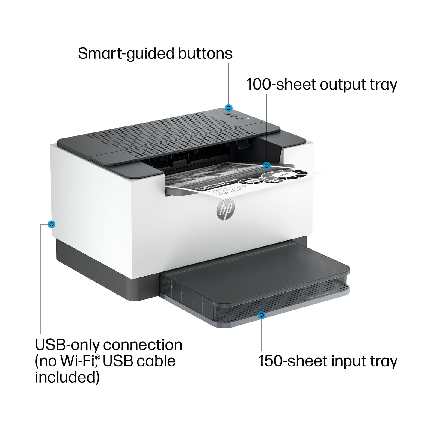 HP LaserJet M209d Laser Printer, Black and White, Automatic Duplex, USB Connection Only (Cable Included), Ideal in Home Office (8J9L0F)