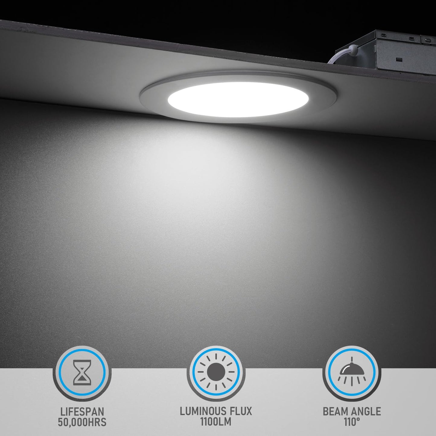 TORCHSTAR Basic Series 12-Pack 6 Inch Ultra-Thin LED Recessed Lighting with Junction Box, CRI90, Aluminum, 5000K Daylight, 5%-100% Dimmable Slim Recessed Downlight, 12W 1100LM, ETL and Energy Star