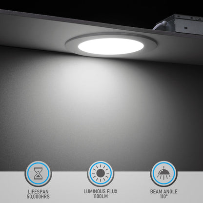 TORCHSTAR Basic Series 12-Pack 6 Inch Ultra-Thin LED Recessed Lighting with Junction Box, CRI90, Aluminum, 5000K Daylight, 5%-100% Dimmable Slim Recessed Downlight, 12W 1100LM, ETL and Energy Star