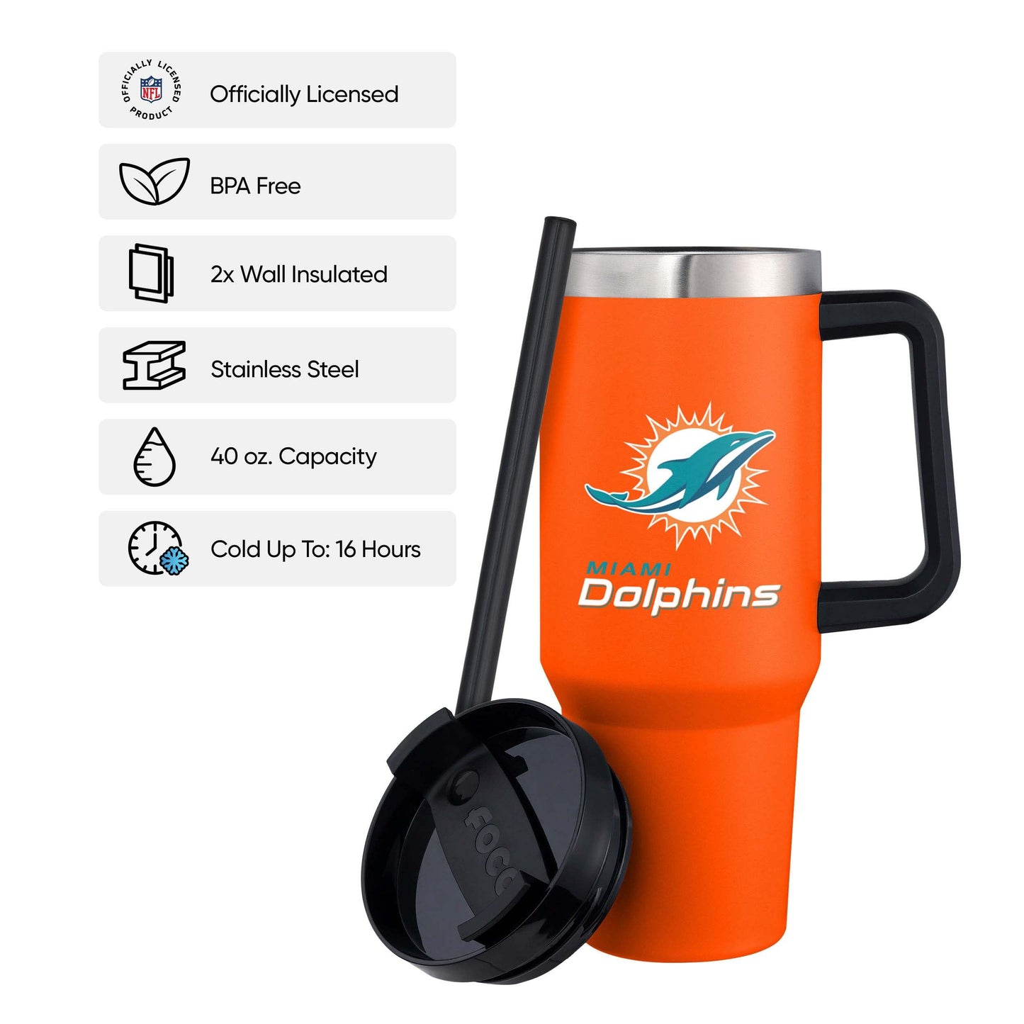 FOCO Miami Dolphins NFL 40 oz XL Tumbler - Team Color