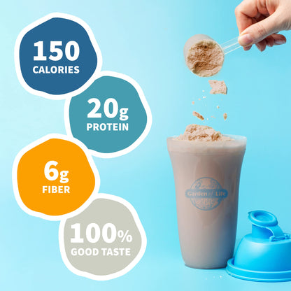 Garden of Life Meal Replacement Shakes, Vegan Protein Powder, Raw Organic Protein Powder, Chocolate Protein Powder with Plant Based Pea Protein, Sprouts, Greens, Probiotics, Dairy Free 28 Servings