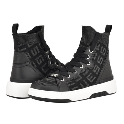 Guess Women's MANNEN Sneaker, Black 001, 9