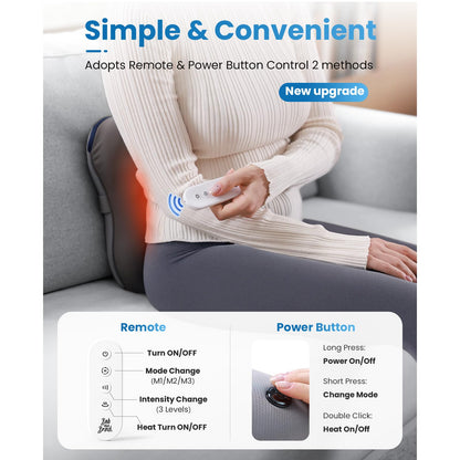 BOB AND BRAD Back Massager with Heat and Remote, EZBack Plus Corded Neck Massager for Pain Relief Deep Tissue, Shiatsu Massage Pillow with 3 Level for Full Body, FSA Eligible Ideal Gifts for Women