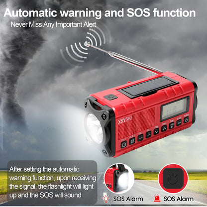 10000mAh/37000mWh Emergency Hand Crank Radio,AM FM NOAA Weather Alert Radio, Digital Display,3 Ways Powered Hand Crank,Solar Radio with Type-C Charger,Flashlight,Reading Lamp,Headphone Jack,SOS Alarm