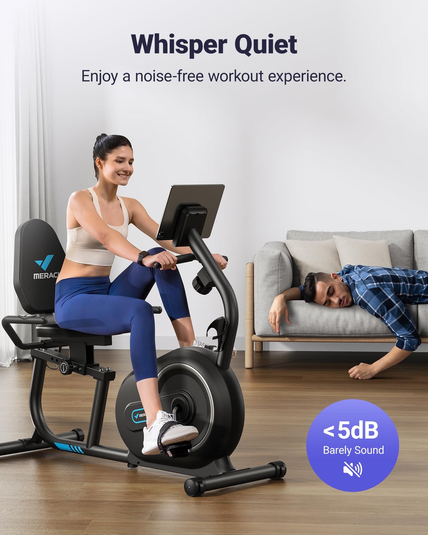 MERACH Recumbent Exercise Bike for Home with Smart Bluetooth and Exercise Bikes Exclusive App, LCD, Heart Rate Handle Stationary Bikes for Home, Magnetic Recumbent Bikes for Seniors Gym S08/S23