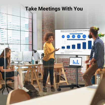 PERLESMITH Mobile TV Stand for 23-60 Inch LCD LED Flat/Curved Screen TVs, Tilt TV Cart Holds up to 88Lbs, Portable TV Stand with Laptop Shelf, Rolling TV Floor Stand Max VESA 400x400mm (PSTVMC06)