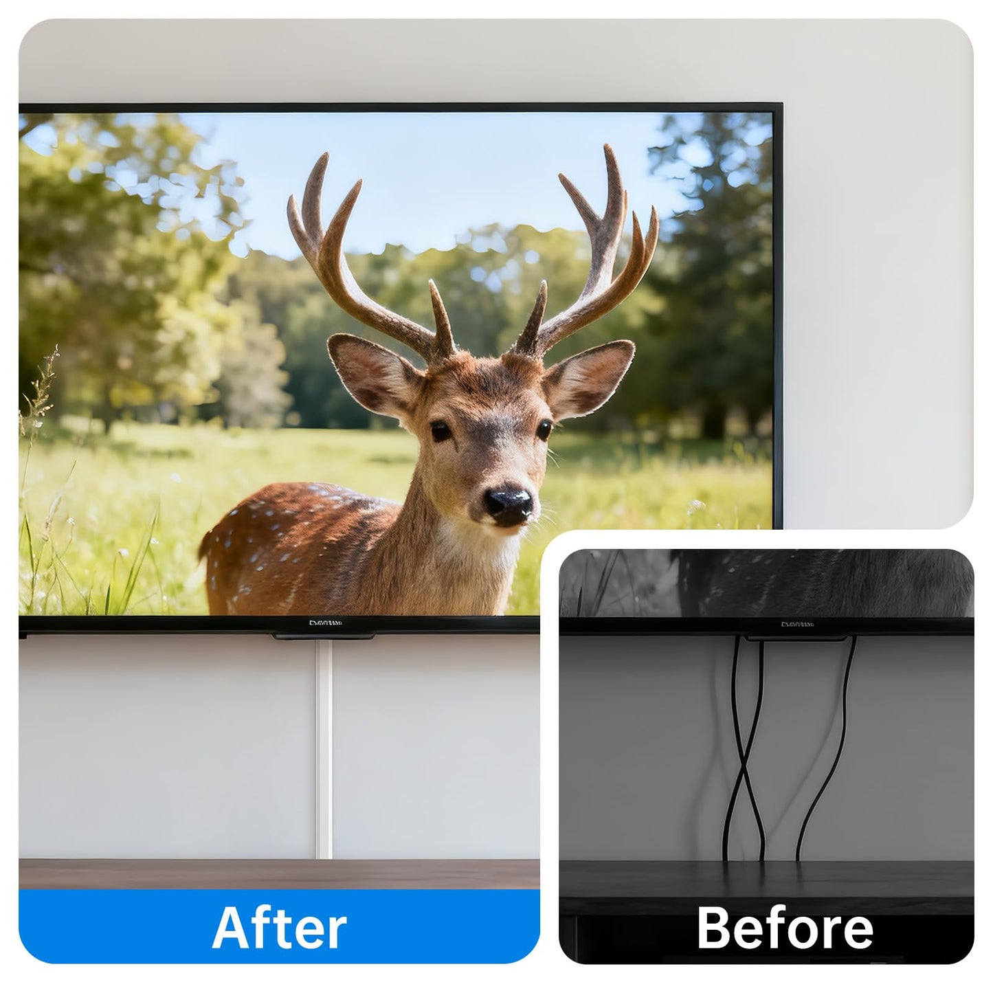 Delamu 56.7in Cord Hider, Cord Covers for Mini Wire on Wall, Paintable Cable Hider Wire Covers for Cords, Self-Adhesive Cable Cover Management, Easy Set-up Wires Hiders for TV, W0.55 H0.4in, White