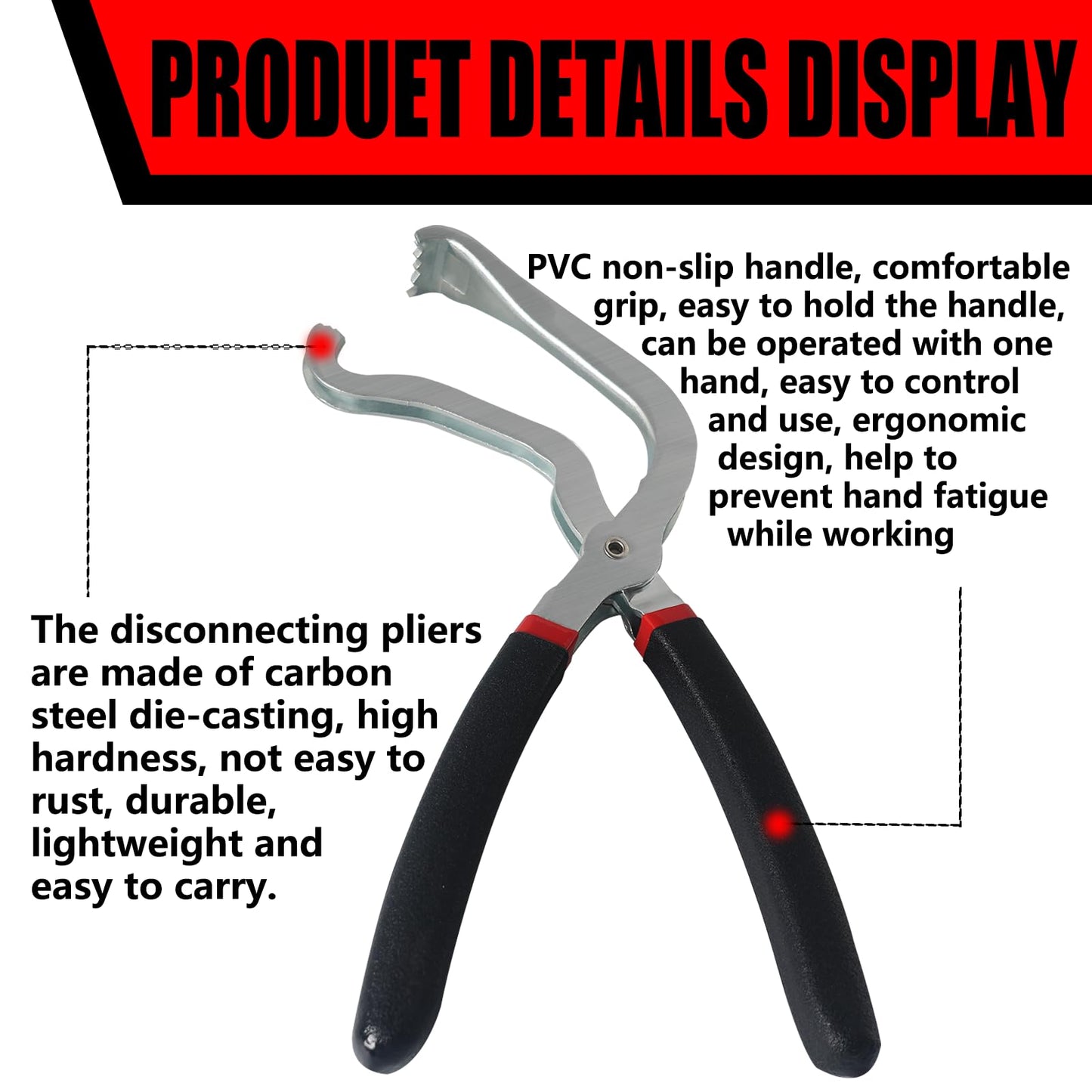 Upgrade Electrical Disconnect Pliers 60 Degree, 60° Automotive Electrical Connector Disconnect Pliers Car Electrical Connector Pliers for Long Spark, Fuel Line & Push Tab Style Plugs