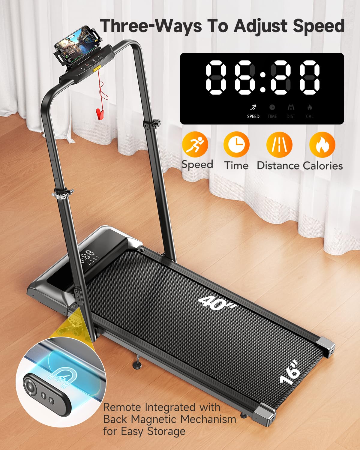 TOPUTURE Walking Pad Treadmill with 12% Incline, 6 in 1 Folding Treadmill with Adjustable Handle Bar for Home/Office, Under Desk Treadmills Portable Walking Pad with App, Remote Control & LED Display