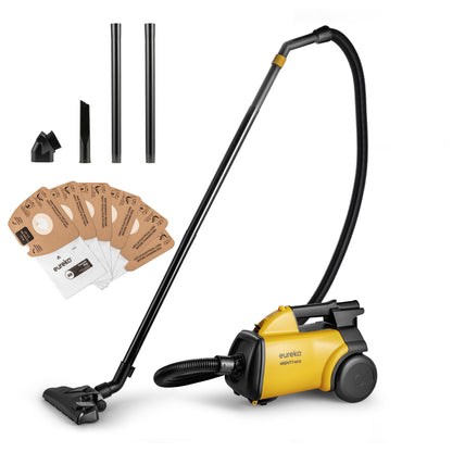 Eureka 3670M Canister Cleaner, Lightweight Powerful Vacuum for Carpets and Hard floors, w/ 5bags,Yellow