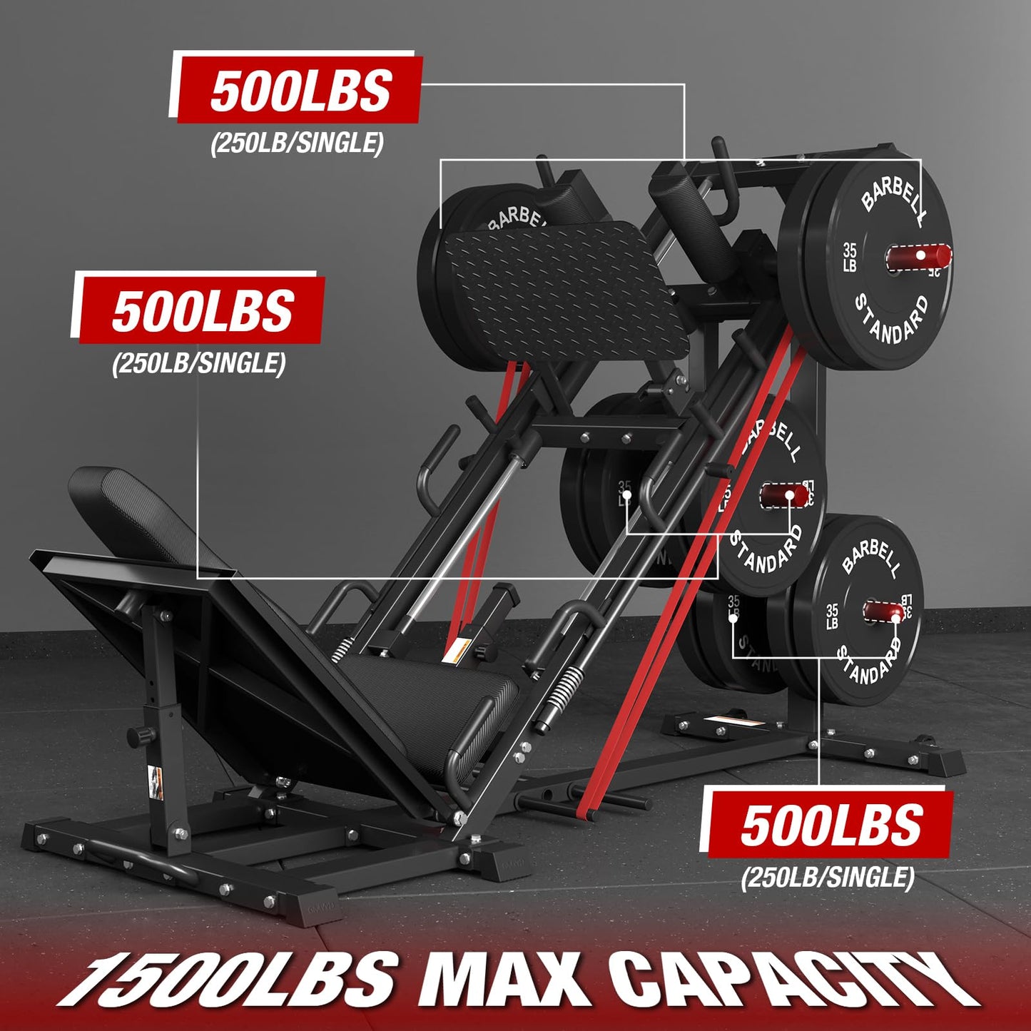 GMWD Leg Press Hack Squat Machine Combo, Leg Exercise Machine with Linear Bearing, Lower Body Special with Weight Storage for Quads, Hamstring, Glutes, Calves, Heavy Duty Home Gym Leg Day Equipment