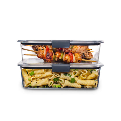 Rubbermaid Brilliance BPA-Free Food Storage Containers with Lids, Airtight Clear Set of 2 (9.6 Cup), Ideal for Lunch, Meal Prep, and Leftovers