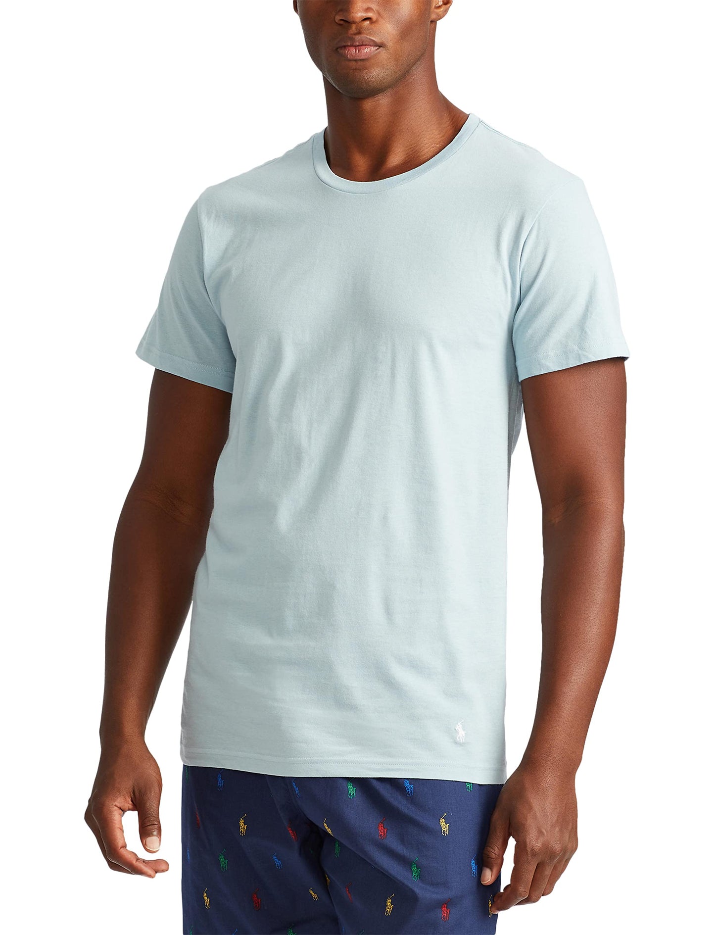POLO Men's Classic Fit Cotton Crew Undershirt, 3-Pack, Available in Big & Tall, White/Surf Blue, Surf Blue/White, Cruise Navy/White-3 Pack, Medium