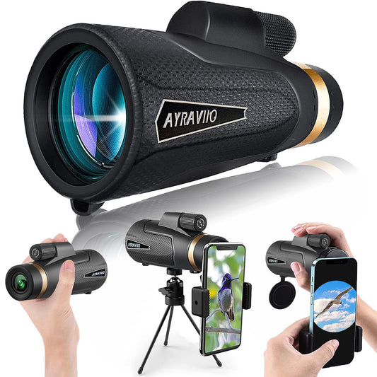12x60 Monocular Telescope with Smartphone Holder & Upgraded Tripod, High Powered SMC & BAK4 Scope, Birthday Gifts for Men Dad Him Husband Teen, Gifts for Fathers Day, Outdoors Survival Hiking Gear