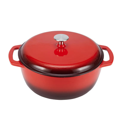 Amazon Basics Cast Iron Dutch Oven Pot with Lid, Enameled, Round, Dual Handles, Heavy-Duty, Small, 4.3-Quart, Red
