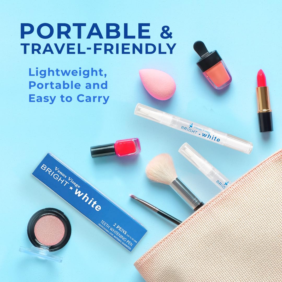 Venus Visage Award Winning Teeth Whitening Pen, 20+ Uses - Teeth whitening Kit Professionally formulated - Best Teeth whitening Gel Pen Teeth Whitener - Low Sensitivity (Mint) (0.07 Fl Oz (Pack of 2))