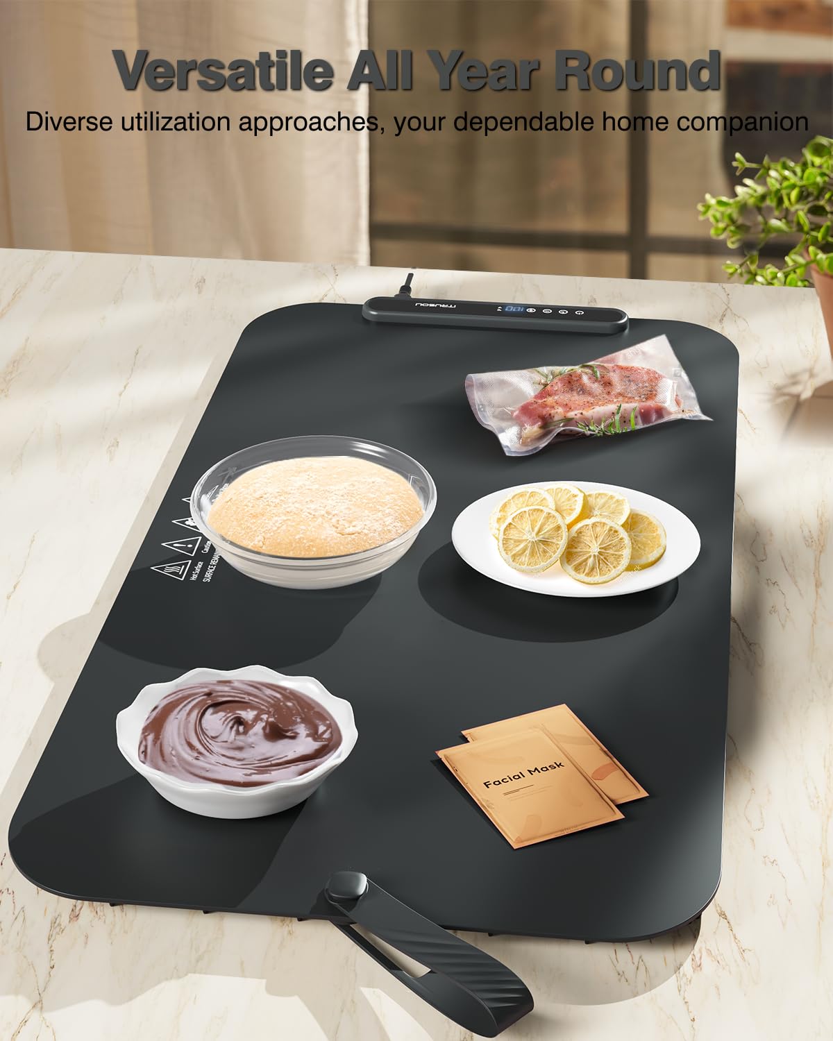 Food Warming Mat, iTRUSOU Silicone Electric Warming Tray with 7 Temp-Settings, 1-8Hr Auto Shut-Off, Switchable Fahrenheit/Celsius, Upgrade Strap Keep Food Warm at Buffet, Party, Sabbath, Daily Use