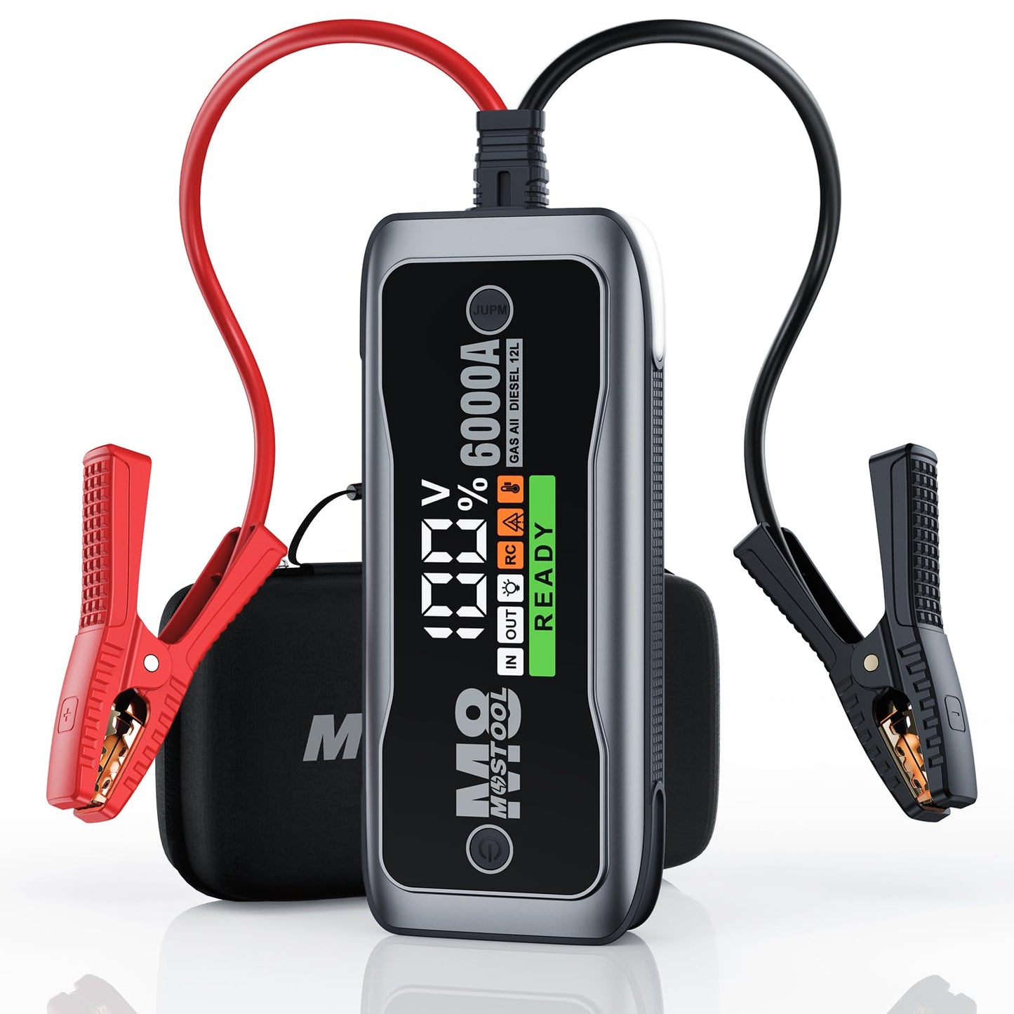 MOSTOOL 6000A Car Battery Jumpstarter,12V Portable Auto Jumper Starter Battery Pack,Car Jump Box with LED Display,Portable Charger & Jumper Cables for All Gas Engines & Up to 12.0L Diesel Engines (M8)