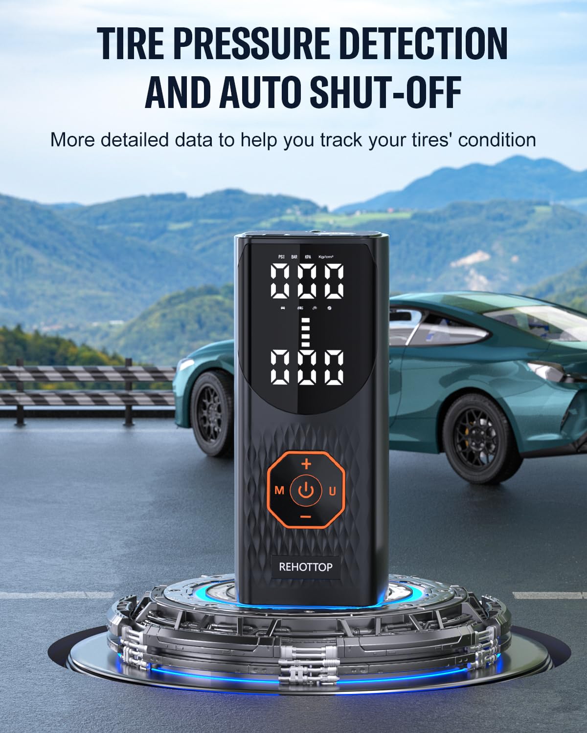 Tire Inflator Portable Air Compressor, 160PSI Air Pump for Car Tires, 5X Faster Inflation Air Compressor with Tire Gauge Pressure, Tire Pump with LED for Car, Motorcycle, Bicycle and Ball