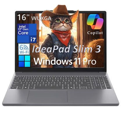 Lenovo Laptop Computer PC IdeaPad Slim 3 for Student Home Study, Intel i7-13620H (Beat Ultra 7 255U), 16GB DDR5 RAM, 512GB PCIe SSD, 16" FHD+, WiFi 6, Bluetooth 5.2, Luna Grey, Windows 11 Pro