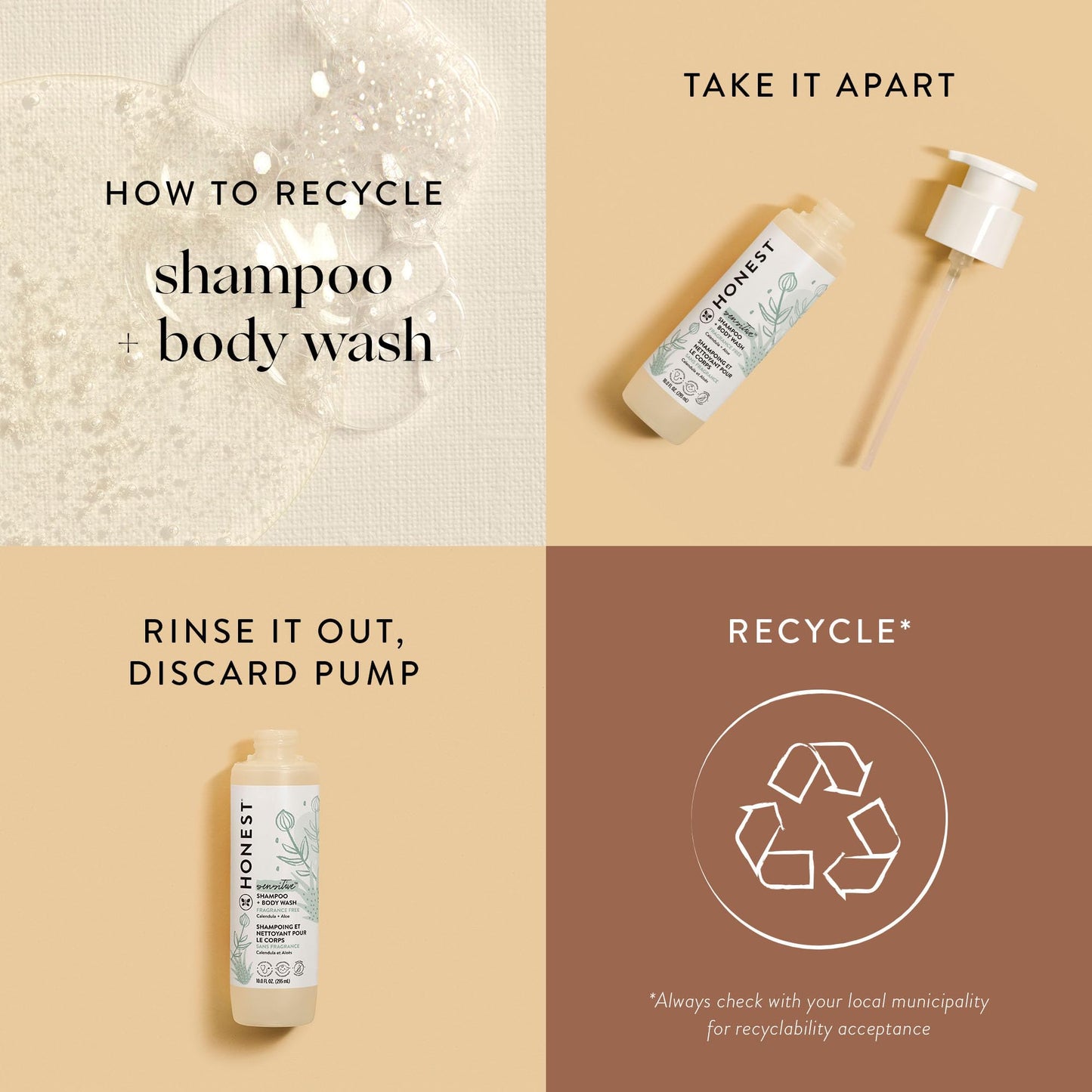 The Honest Company 2-in-1 Cleansing Shampoo and Body Wash for Sensitive Skin, Tear-Free, Hypoallergenic with Naturally Derived Ingredients, Fragrance-Free, 10 fl oz