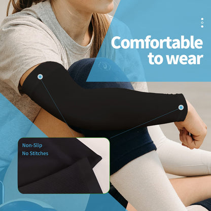 YESLIFE 2 Pairs UV Sun Protection Arm Sleeves for Men & Women - Tattoo Cover Up - UPF 50 Cooling Sports Sleeve for Basketball Golf Hiking (White & Black)