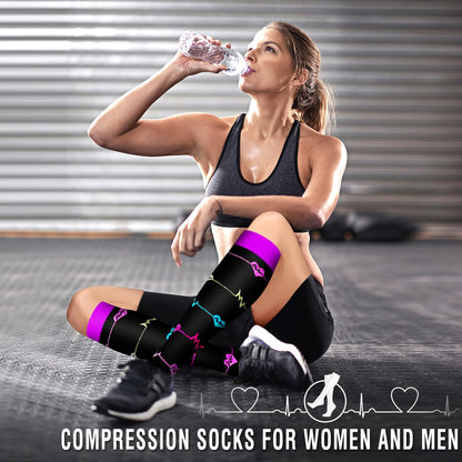 Bluemaple 6 Pack Copper Compression Socks for Women Circulation-Best Support for Medical, Running, Nursing, Athletic