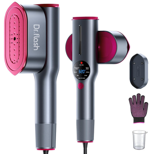 DRFLASH 2-in-1 Steamer & Iron for Clothes,15s Fast Heat-up 1200W Portable Handheld Garment Steamer,Travel Size with Large Ceramic Heat Panel,Quick Wrinkle Removal,110V-120V