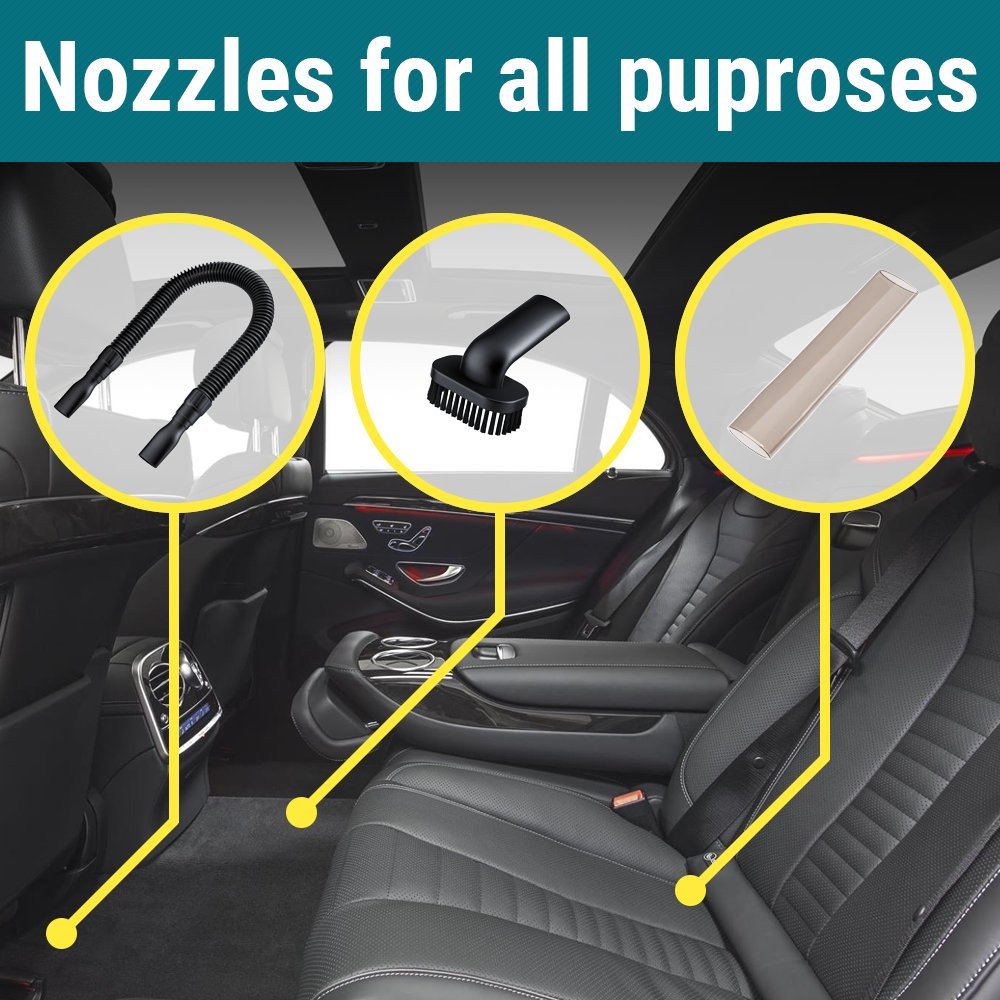 THISWORX Car Vacuum Cleaner - Portable, High Power, Handheld Vacuums w/ 3 Attachments, 16 Ft Cord & Bag - 12v, Auto Accessories Kit for Interior Detailing - Black