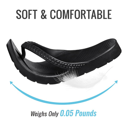 KIDMI Arch Support Flip Flops for Womens Comfortable Orthopedic Sandals for Plantar Fasciitis Beach Thong Slides, Black 39