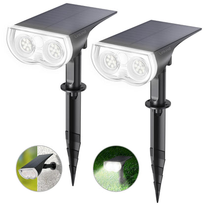 Linkind StarRay Solar Spot Lights Outdoor, IP67 Waterproof Dusk-to-Dawn Landscape Spotlights, 6500K Daylight Wall Lights for Garden Yard, Garden, Yard, (Cool White, 2 Pack)