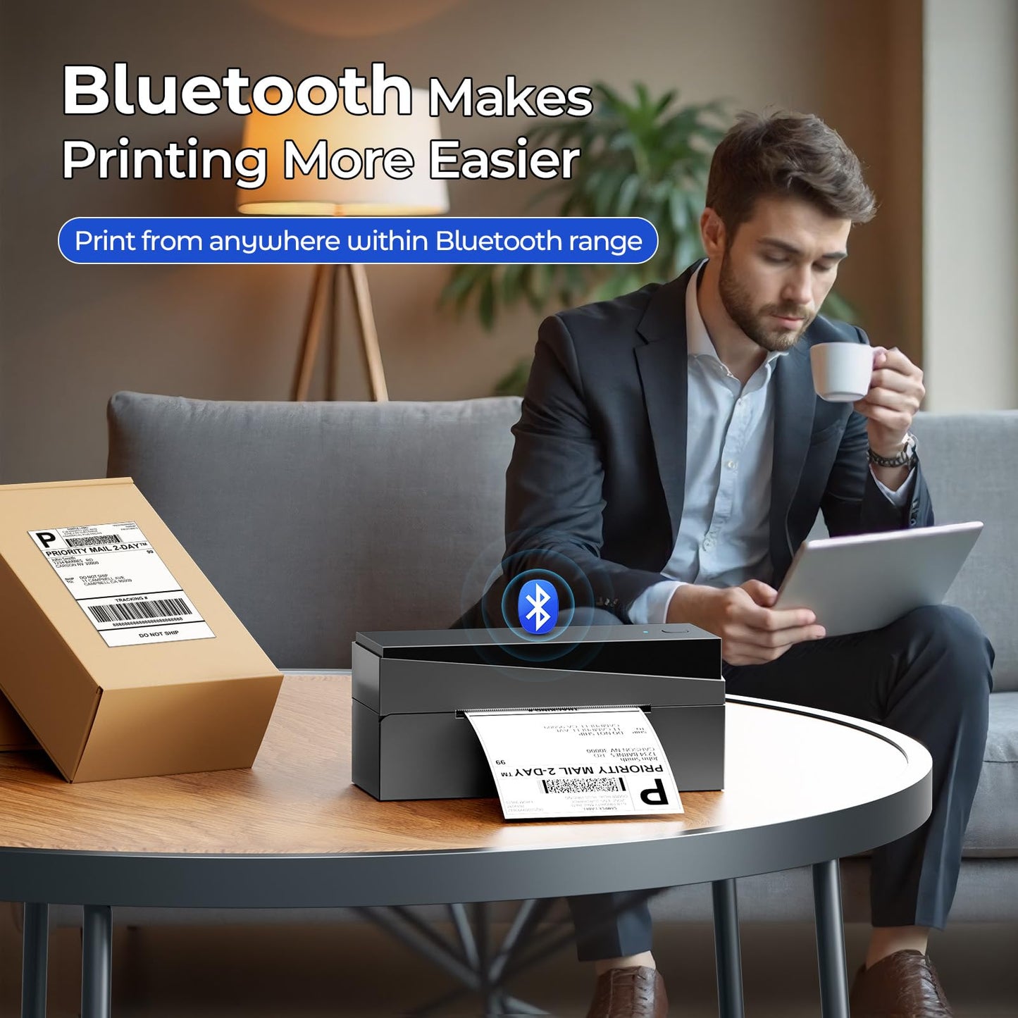 Omezizy Bluetooth Shipping Label Printer 4x6, 249BT Thermal Label Printer 4x6 for Small Business, Shipping Packages, Office, Home, Compatible with Android iPhone iPad Windows macOS Tiktok USPS Etsy