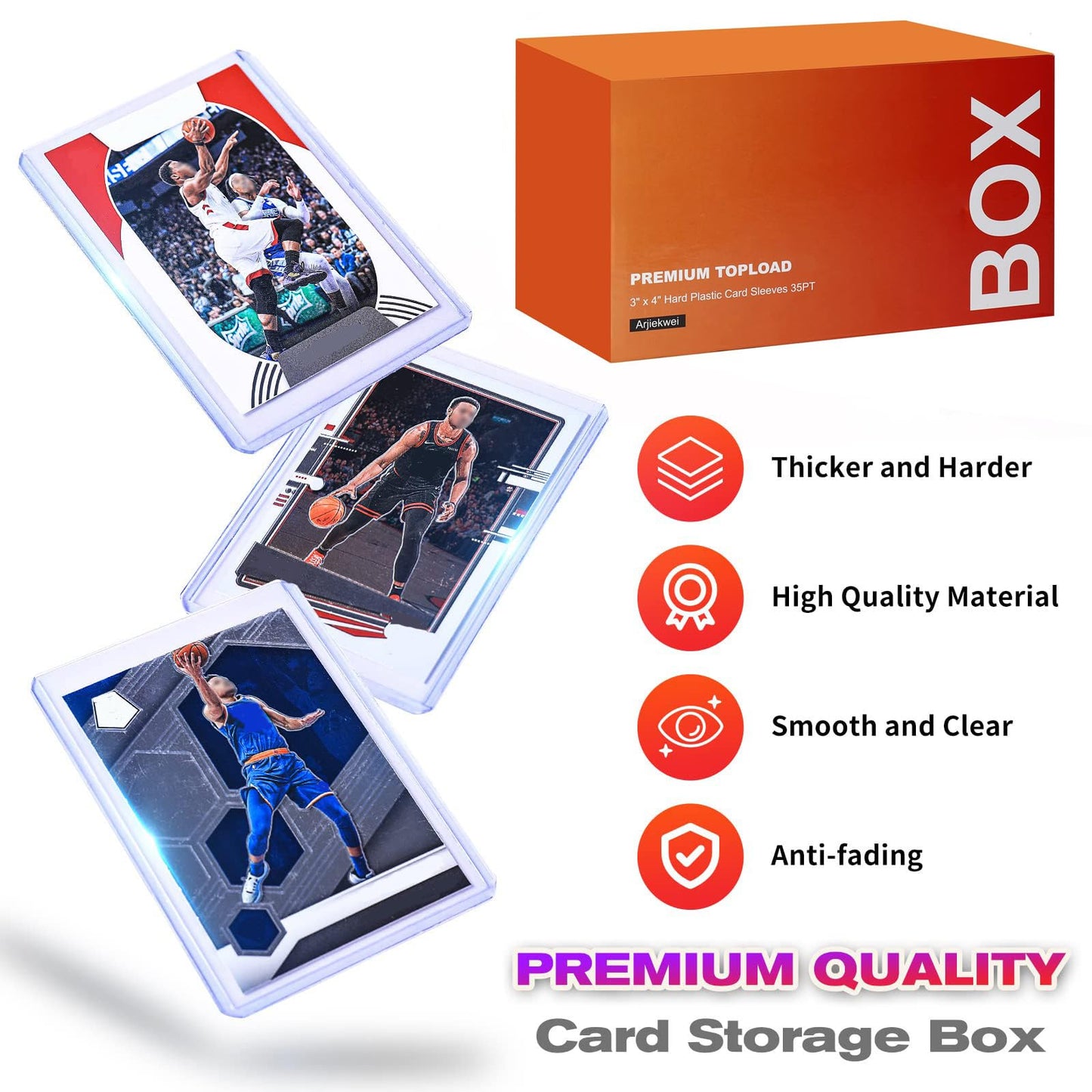 Arjiekwei 3"X4" Card Sleeves Top Loaders for Cards, Baseball Card Protectors Hard Plastic, Premium Toploaders for Cards, Card Holder for Sports Baseball Trading Football Game Cards (100 Top Loaders)