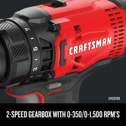 CRAFTSMAN V20 MAX Cordless Drill and Impact Driver, Power Tool Combo Kit with 2 Batteries and Charger (CMCK200C2AM)