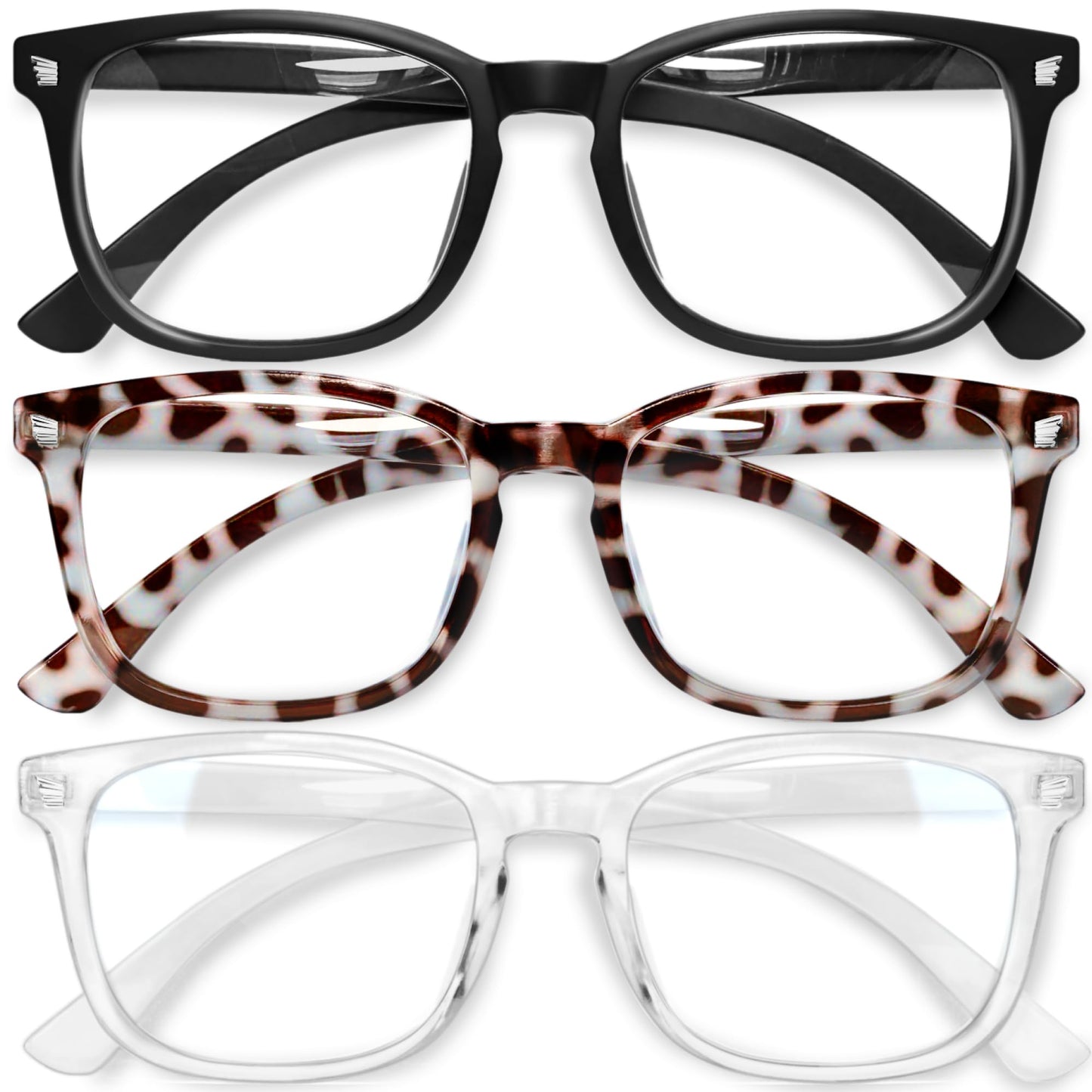 Gaoye Stylish Blue Light Glasses for Woman - Computer Glasses for Blue Light Blocking - Lightweight Frames - 3 pack