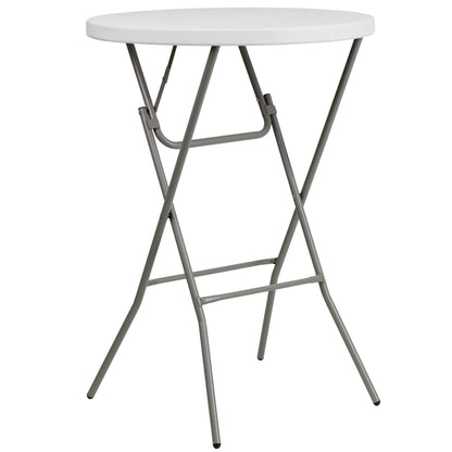 Flash Furniture 32" Round Folding Bar Height Tables for Parties and Commercial Events, Indoor/Outdoor Plastic Bar Height Folding Tables, Set of 4, White