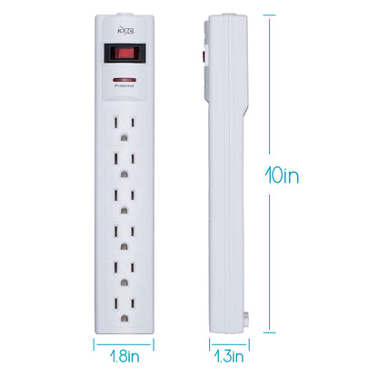 KMC 6-Outlet Surge Protector Power Strip with 10-Foot Cord, 1200 Joule, Overload Protection