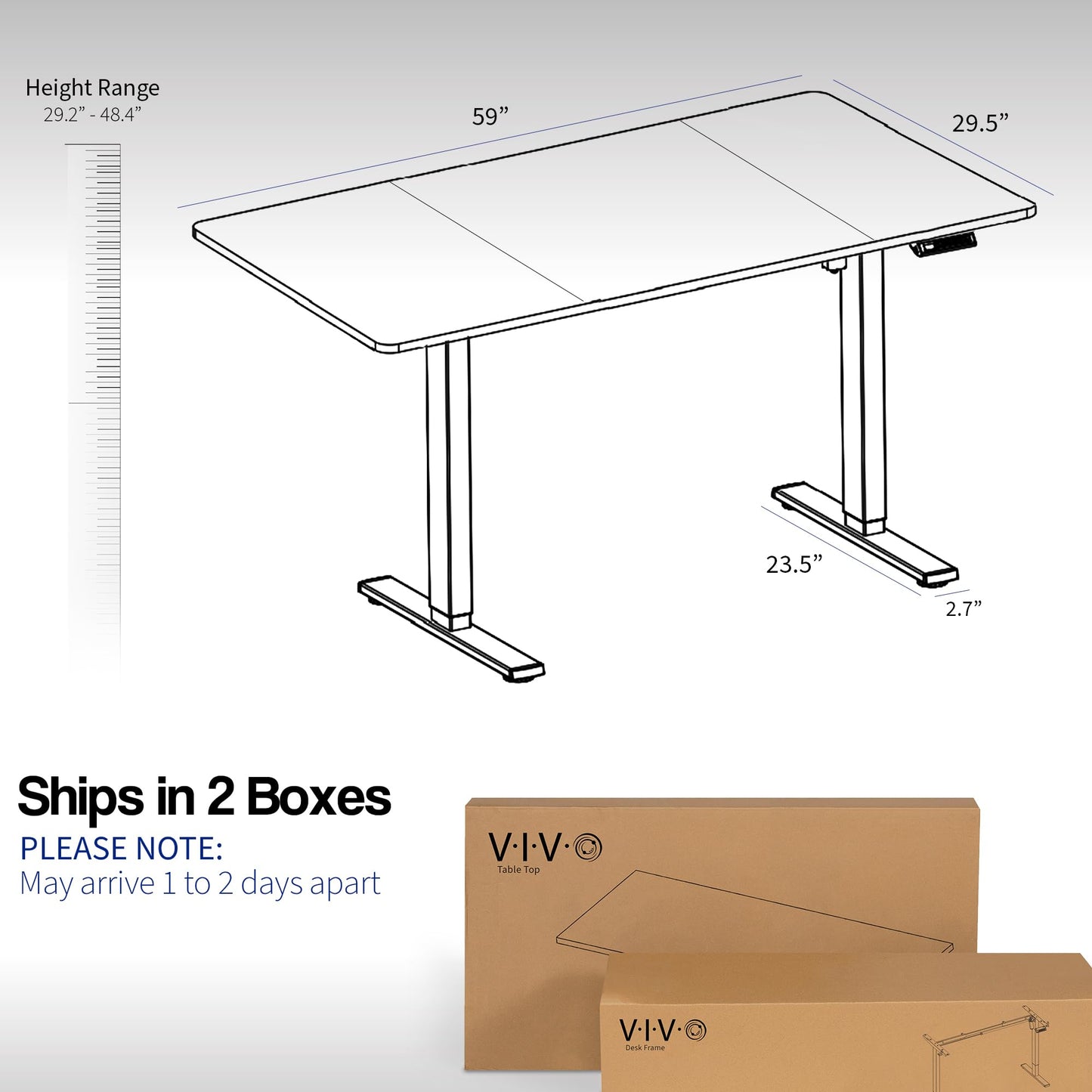 VIVO Electric 60 x 30 inch Standing Desk Workstation, Memory Controller Height Adjustment, 1B Series, Black Top Black Frame, DESK-KIT-1B6B-30