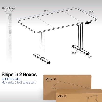 VIVO Electric 60 x 30 inch Standing Desk Workstation, Memory Controller Height Adjustment, 1B Series, Black Top Black Frame, DESK-KIT-1B6B-30