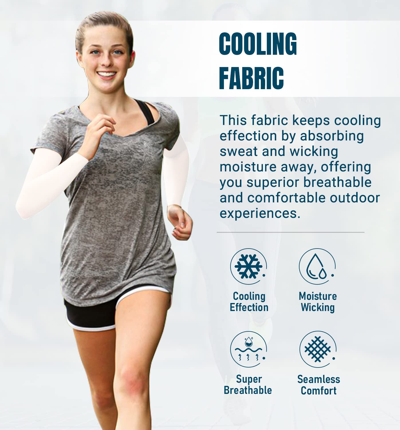 Aegend Sun Protection Cooling Arm Sleeves Sun Sleeves for Men & Women for Cycling, Running, Basketball, Football, Golf, Volleyball, Driving, White 2 Pairs