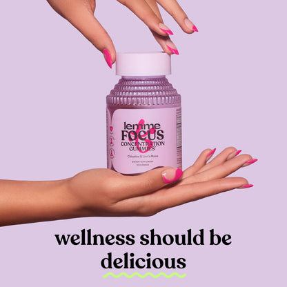Lemme Focus Concentration & Brain Health Gummies with Cognizin Citicoline, Lion's Mane Mushroom, Vitamin B12 - Vegan, Gluten Free, Caffeine Free, Strawberry (50 Count)