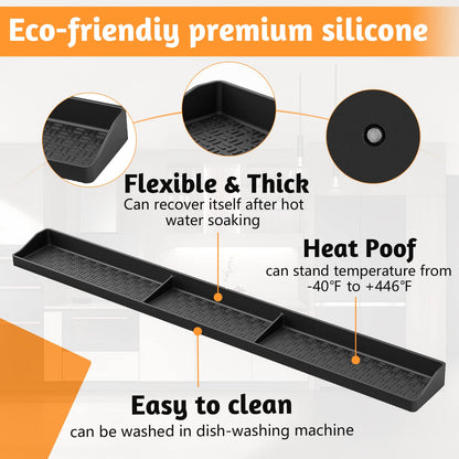 30 Inch Silicone Stove Top Shelf Magnetic for Kitchen Gadgets, Soft Flexible Strong Magnetic Heat Resistant Spice Rack Kitchen Organizer for Over Stove