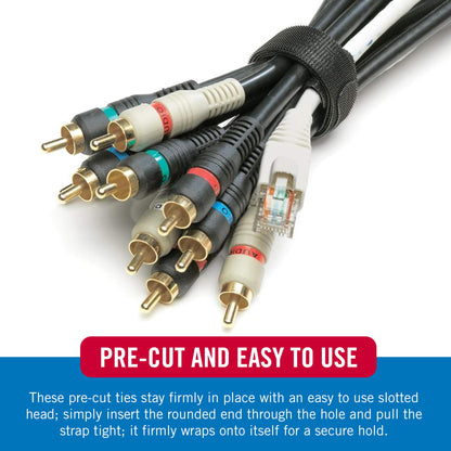 VELCRO Brand 150pk Cable Ties Value Pack | Replace Zip Ties with Reusable Straps, Reduce Waste | For Wire Management and Cord Organizer | 8 x 1/2" Thin Pre-Cut Design, Black and Gray