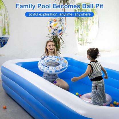 Extra Large Inflatable Pool with Pump - 180'' x 76'' x 22'' Oversized Thickened Blow Up Pool for Adults, Family Swimming Pool for Backyard, Garden and Outdoor Fun