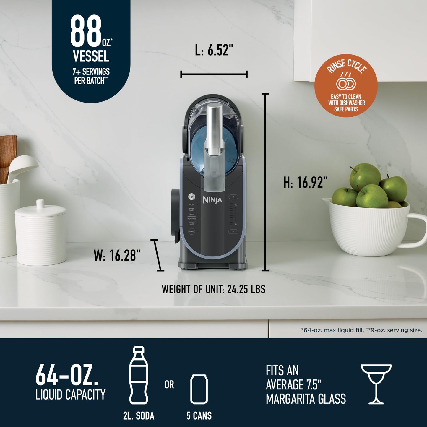 Ninja SLUSHi Professional Frozen Drink Maker with RapidChill Technology, 88 oz. Frozen Drink & Slushie Machine, 5 Preset Programs, Frozen Margaritas, Frappés, and More, Orange Mango, FS301OR