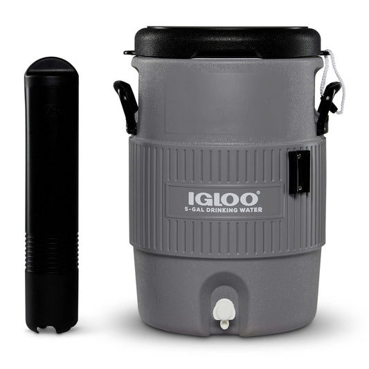 Igloo 5 Gallon Portable Sports Cooler Water Beverage Dispenser with Flat Seat Lid, Gray